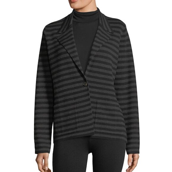Eileen Fisher Jackets & Blazers - New w/Tags - Eileen Fisher Notch Collar Striped Blazer -100% Merino Interlock, M